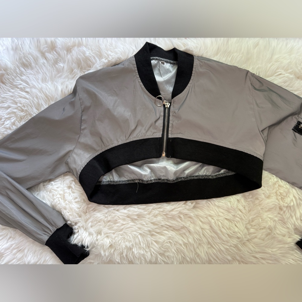 Gray and Black Zip-Up Jacket